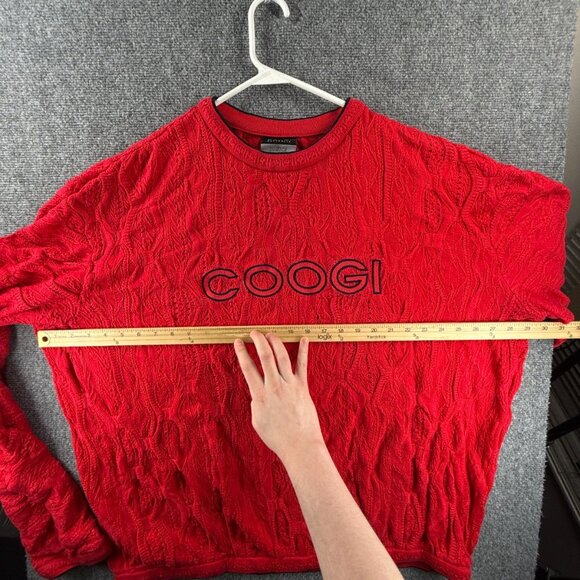 COOGI Australia Red Knit Pullover Sweater Spell Out Logo 3D Biggie 4XL Cotton - Picture 7 of 16